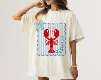 Comfort Colors Lobster Graphic T-Shirt, French Coastal Tee