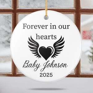 Custom Baby Memorial Ornament, Personalized Miscarriage Gift, Stillborn Keepsake, Infant Loss Tribute, Sympathy Ornament for Baby in Heaven