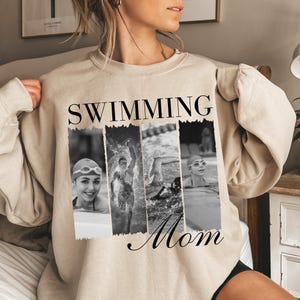 Custom Swimming Mom Photo T-Shirt, Personalized Brushstroke Tee
