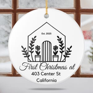 Personalized Our First House Ornament 2025, New Home Christmas Keepsake, Address Gift for First Time Homebuyer Real state agent Closing Gift