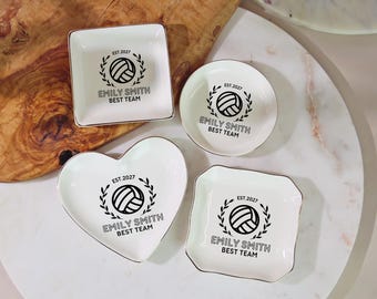 Volleyball Player Gift, Personalized Volleyball Jewelry Dish, Custom Name Ring Tray,  Senior Night Keepsake, Gift for Her