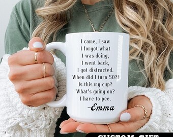 Grappige mok 50e verjaardag, gepersonaliseerd koffiekopje cadeau voor vrouwen