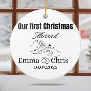 Custom First Christmas Married Ornament Gift Wedding Keepsake for Couple Anniversary Holiday Couple 2025 Our First Christmas as Mr and Mrs