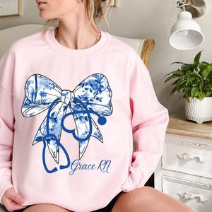 Nurse Bow Shirt Coquette Nurse Shirt Nurse Gift For Women Nurse Ribbon Shirt Toile Nurse Shirt Registered Nurse Shirt Floral Nurse Tee