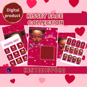 キッセイフェイスのバレンタインデーバンドル l ジャンボカードのお菓子テンプレート l 空白のグリーティングカード l 8x11 アートプリント l 4x4 お菓子シートテンプレート