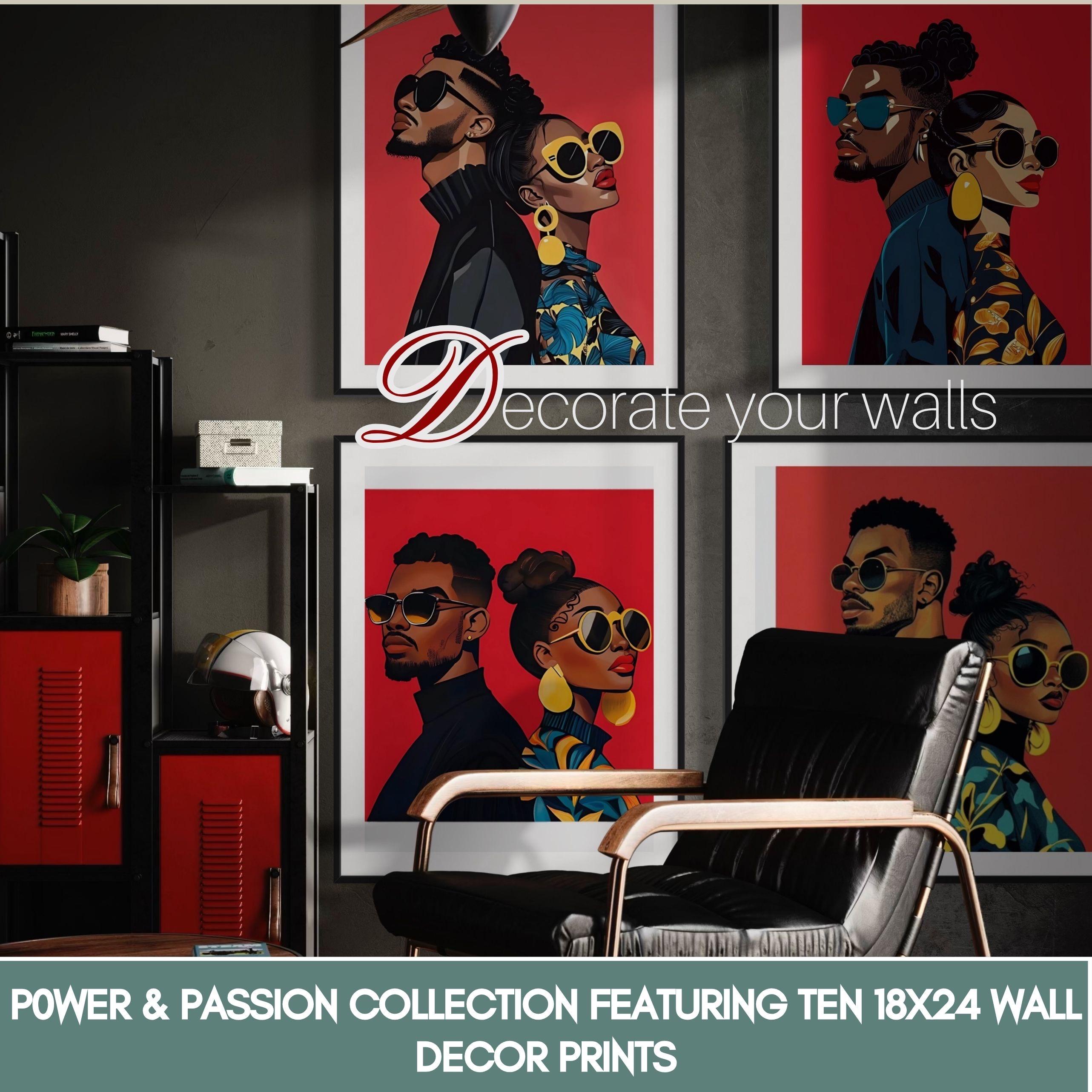 Afrocentric Couple Art Set: Modern Minimalist Prints (Digital Download) Wall Art