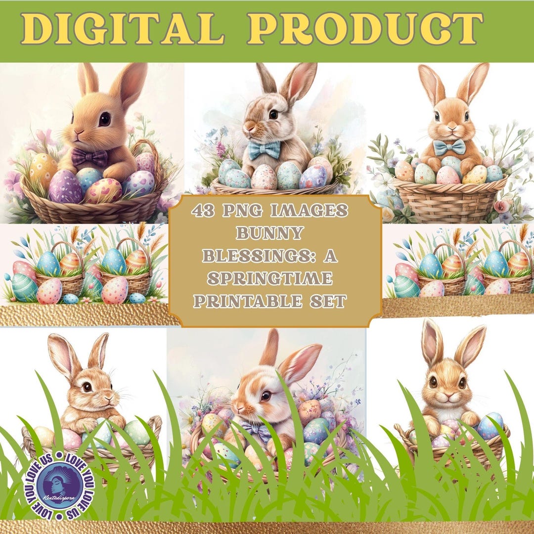 June 1 Rabbit Rabbit Rabbit Blessibg Pic Bunny Blessing Digital Bundle: Stickers, Cards and PNG Images for ...