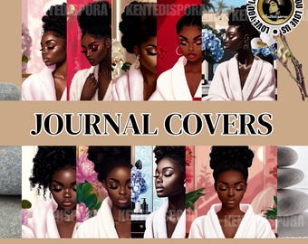 Afrocentric Journal Covers: Self-Care & Wellness (Digital Download) 30 PNG&#39;s