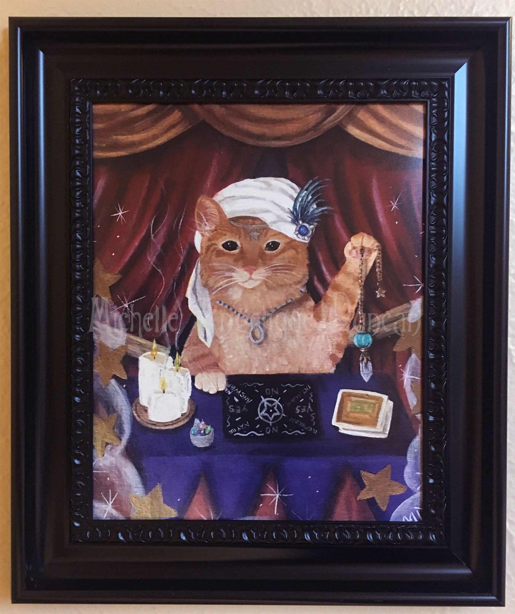 Mystic orange cat fortune teller carnival art framed print Etsy