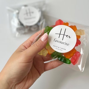 Personalized Wedding Favor Bags: His & Her Candy Treat Labels
