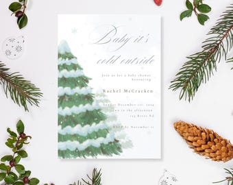 Baby it's cold outside | Winter Wonderland Baby Shower Invitation Template (Digital Download)