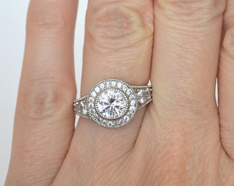 Crystal Ring, Solitaire Ring, Wedding Ring, Sterling Silver Ring, Vintage Ring, Size 7 Ring, CN FZN Hallmark Ring