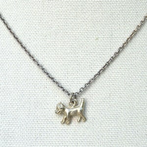 Hund Anhänger, Silber Anhänger, Vintage Anhänger Halskette, 1970 Halskette, Anhänger Halskette, kleiner Hund Anhänger