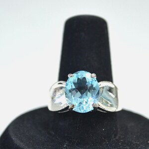 Blue Topaz Ring, Vintage Gemstone Ring, Sterling Silver Ring, Solitaire Ring, Size 7 Ring, Birthstone Ring