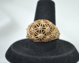 Vintage Ring, 18KT Gold Electroplated Ring, Dome Ring, Size 7 and Half Ring, Gold Cocktail Ring, 1970s Ring