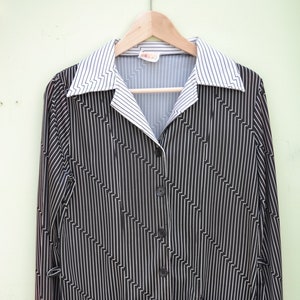 Ladies Blouse, Vintage Shirt, 1970s Blouse, Striped Shirt, Long Sleeve Shirt, Button Down Shirt, Size 4 to 6 Blouse