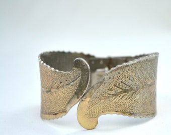 Gold Tone Clamper Bracelet, Vintage Bracelet, Cuff Bracelet, Hinged Bracelet, Vintage Clamper, Gold Bracelet