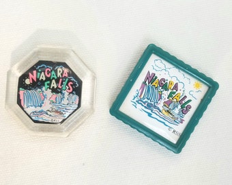 Vintage Niagara Falls Magnete, Retro Kühlschrankmagnete, Set von zwei Kühlschrankmagneten, Souvenir Magneten