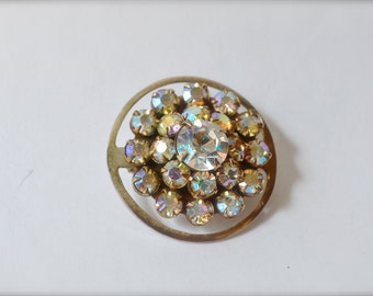 Aurora Borealis-broche, AB-kristalspeld, Aurora Borealis-speld, kleine broche, jaren 1960-broche, kristallen broche, vintage broche