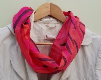 Vintage Scarf, Red Scarf, Pattern Scarf, Remoy D'urbanville Scarf, 1970s Scarf, Geometric Scarf, Print Scarf, Women's Scarf