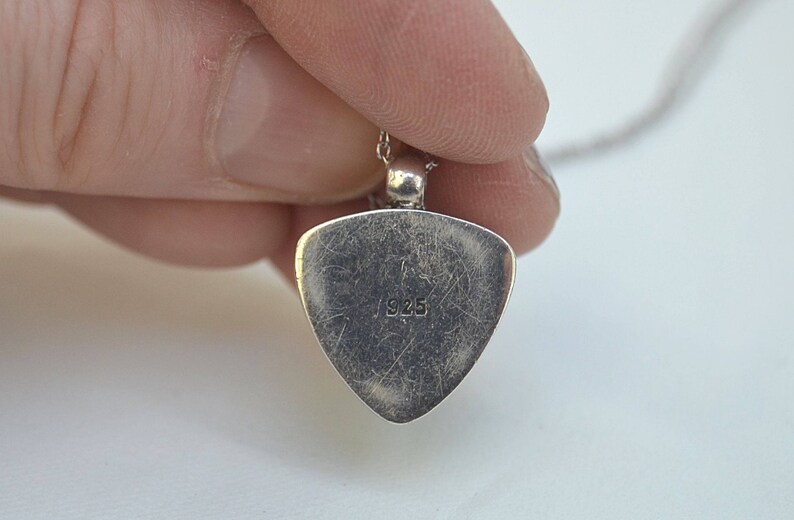 1980/'s Necklac Sterling Silver Pendant Necklace Blue Chalcedony Necklace Blue Pendant Vintage Pendant