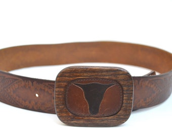GAP Belt, Vintage Belt, Brown Leather Belt, Hand Tooled Belt, Buffalo Belt, THE GAP, Medium Belt, Leather Belt, Southwestern Belt