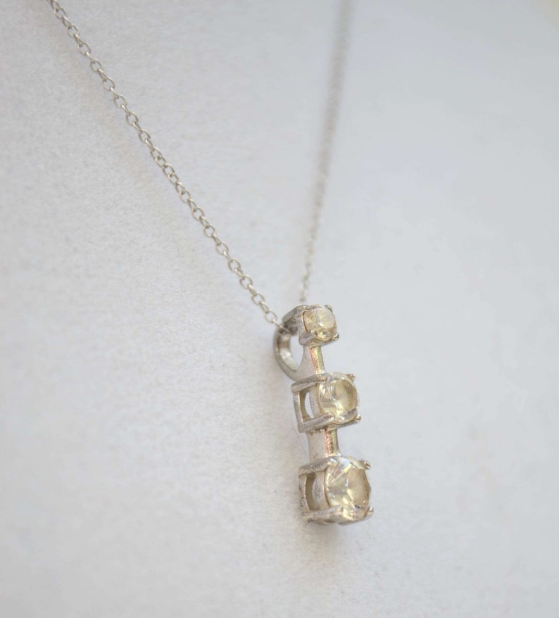 Sterling Silver Necklace, Crystal Pendant, CZ Pendant, Vintage Pendant Necklace, CZ Necklace image 3