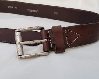 Vintage Aigner Brown Leather Belt: Silver Buckle, Made in  display picture 3