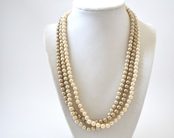 Strand Pearl Choker, Faux Pearl Choker, Pearl Beaded Choker, 1960s Choker, Vintage Necklace, Multi Strand Pearl Necklace