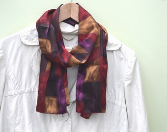 Vintage Scarf, Multicoloured Scarf, Pattern Scarf, 1970s Scarf, Geometric Scarf, Print Scarf, Women's Scarf