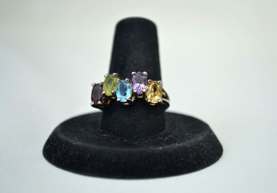 Vintage Gemstone Ring, Vintage Ring, Multi stone Ring, Sterling Silver Ring
