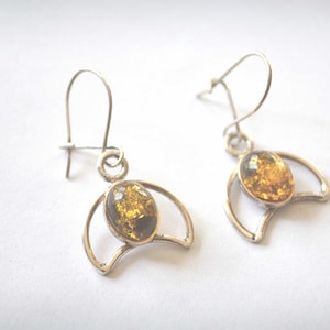 Baltic Amber Earrings, Vintage Earrings, Drop Dangle Earrings, Amber earrings, Sterling Silver Earrings, Silver Amber Earrings