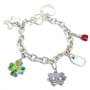 Charm Bracelet, Vintage Charm Bracelet, Charms, Silver Chain Bracelet, Silver Bracelet