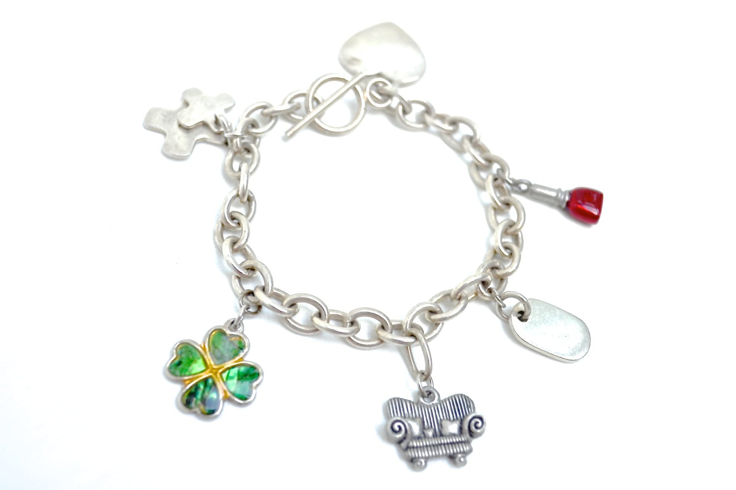 Charm Bracelet, Vintage Charm Bracelet, Charms, Silver Chain