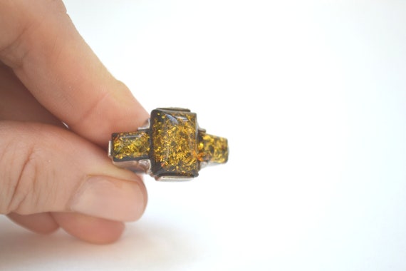 Baltic Amber Ring, Sterling Silver Ring, Vintage … - image 5