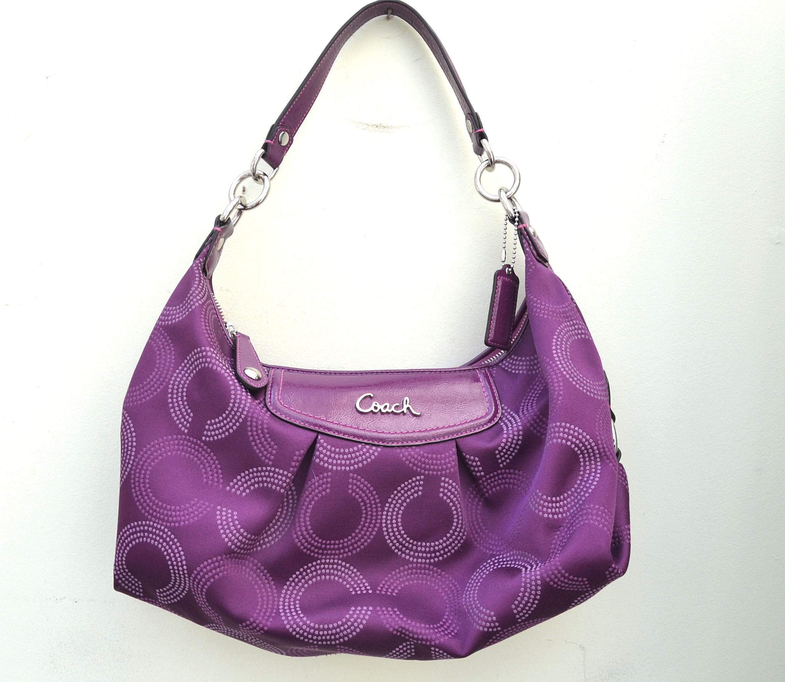 Purple coach shoulder bag best sale