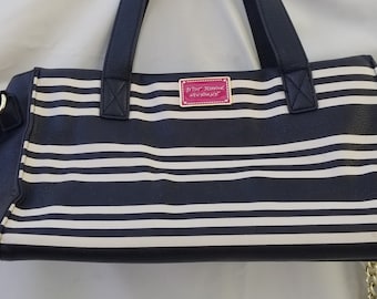 BETSEY JOHNSON Purse, Vintage Bag, Faux Leather Purse, Crossbody Bag, 2000's purse, Black and White Striped Bag