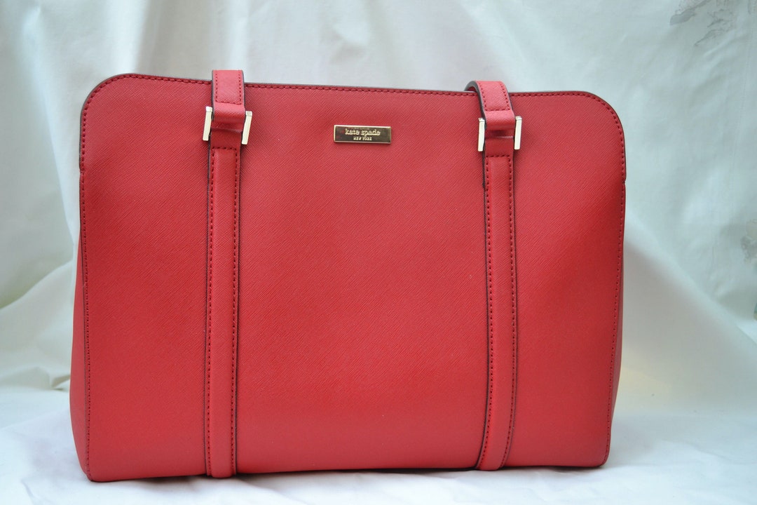 Kate Spade Tassel Handbag Shoulder Bag Red Leather Ladies Spade
