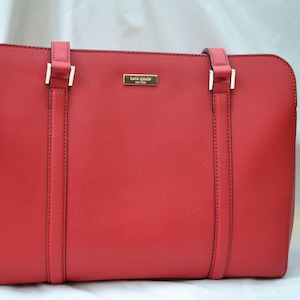 Kate Spade NY Purse, Red Leather Handbag, Leather Bag, Designer Handbag