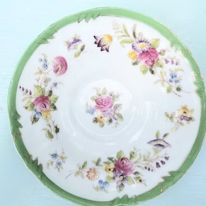 Vintage Untertasse, Blumenuntertasse, JOHN BARKER & Co, Ltd. Kenzington, London, 1950er Untertasse