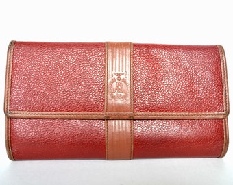 Red Leather Wallet, ANN KLEIN Wallet, Designer Wallet, Ladies Wallet, Vintage Wallet, 1990's Wallet Foldover Wallet