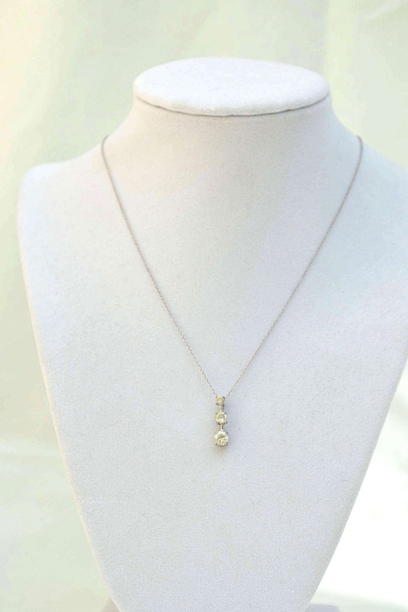 Sterling Silver Necklace, Crystal Pendant, CZ Pendant, Vintage Pendant Necklace, CZ Necklace image 1
