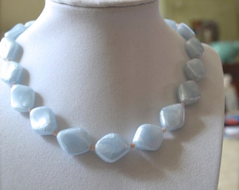 Lucite Choker, Bead Necklace, Blue Bead Necklace, Vintage Choker, Vintage Necklace, Blue Beaded Choker, Bead Choker, Choker