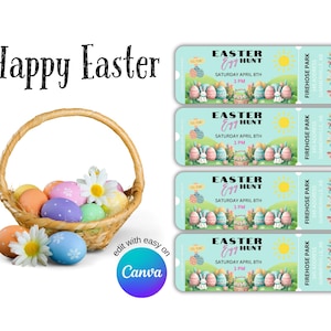 Modèle numérique modifiable de chèque-cadeau de Pâques, carte-cadeau personnalisée imprimable de chasse aux oeufs de lapin de Pâques, idée de bon de cadeau d'enfants bricolage instantané