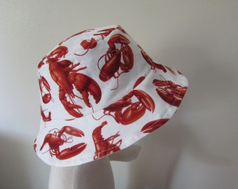 Sierra&#39;s Attic baby/toddler/child lobster reversible bucket hat gender neutral bucket hats kids beach sun hats lobster beach bucket hat