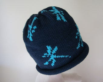 Sierra's Attic baby toddler child adult roll hat knit beanie dragonfly dragonflies skull cap navy/teal cotton nature gifts
