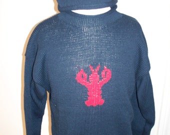 Adult Maine seafood coastal lobster cotton pullover roll neck sweater  ***Free Shipping***