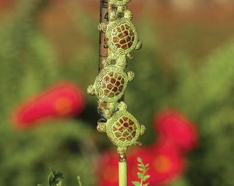 Tartarughe con paletti in ottone fuso/vetro, pluviometro Sierra's Attic 2"X 27" decorazioni da giardino, regali naturali, regali per il giardiniere, arte da giardino per esterni