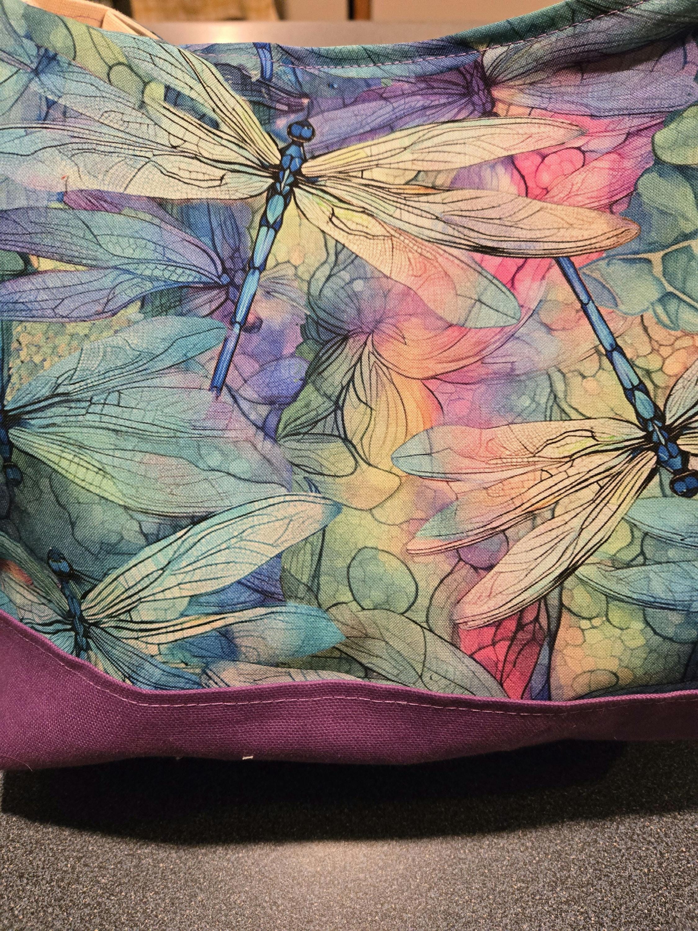 Sierra's Attic dragonfly canvas tote bag w/ inside pocket market bag gift bag purse shoulder bag shopping bag gifts for her