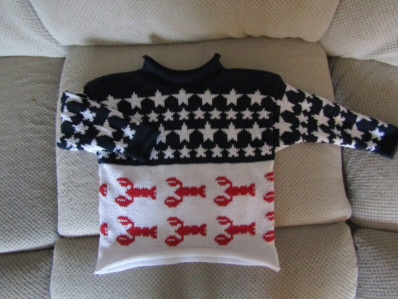 Sierra/'s Attic cotton rollneck stars lobster stripes patriotic child pullover red white and blue